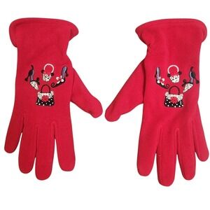 Isotoner Red Fleece Gloves Embroidered Purse & Heels‎ Y2K Coquette Coziness